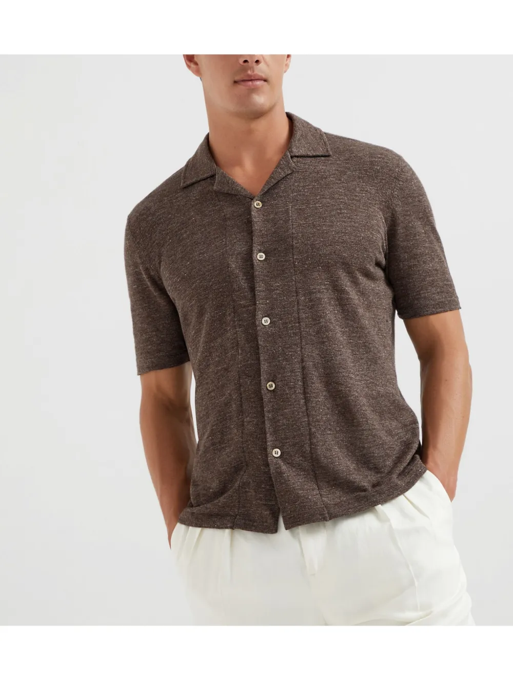 Brunello Cucinelli Gebreid overhemd Bruin