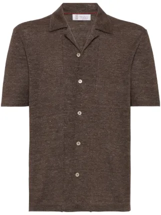 Brunello Cucinelli Camisa De Tricô Mangas Curtas | Marrom