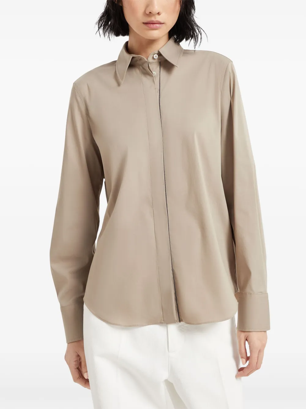 Brunello Cucinelli Popeline overhemd Beige