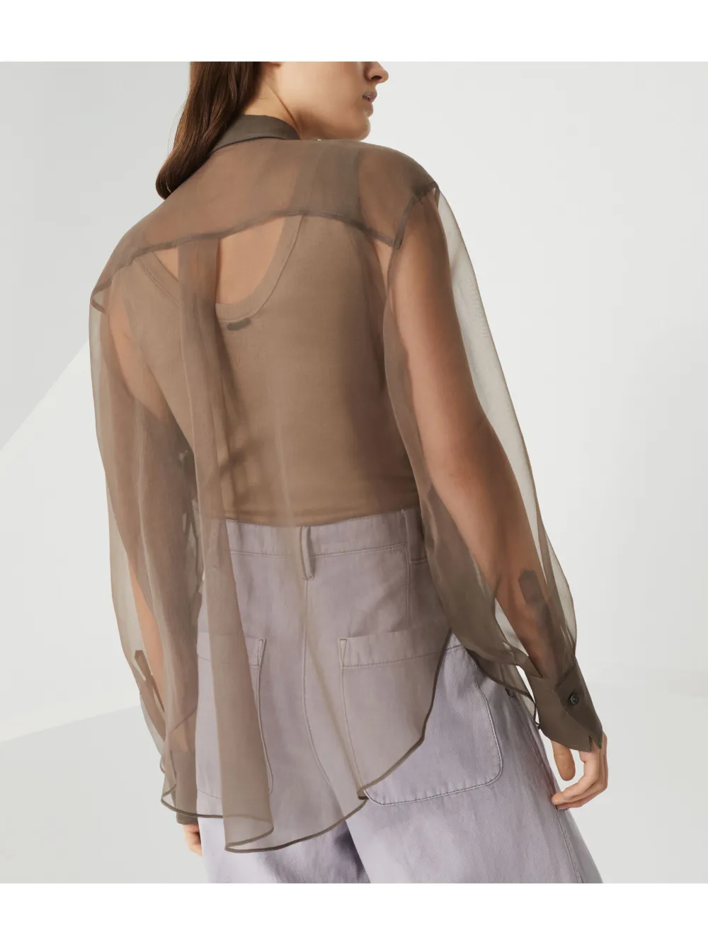 Brunello Cucinelli Blouse met Flora-applicatie Bruin