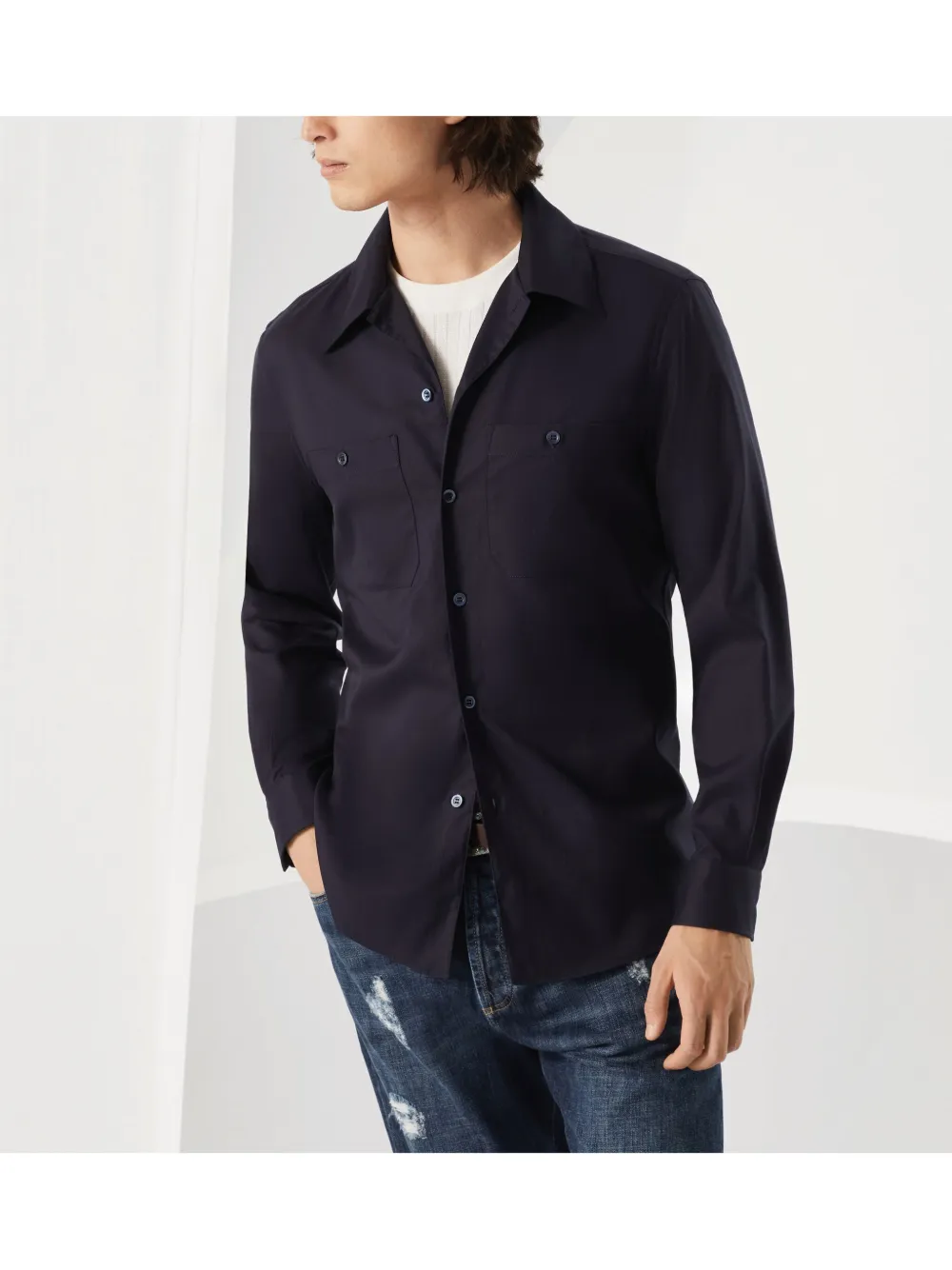 Brunello Cucinelli Katoenen overhemd Blauw