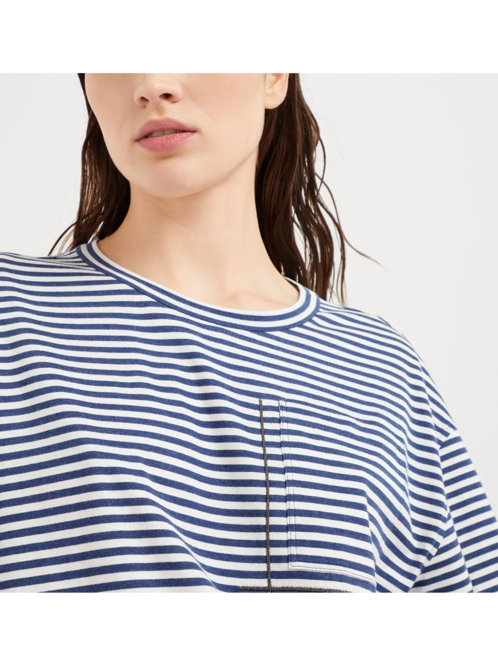 Brunello Cucinelli Blouse met ketting Blauw