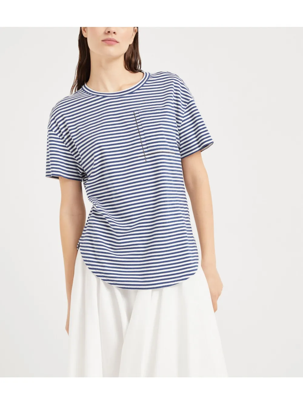 Brunello Cucinelli Blouse met ketting Blauw
