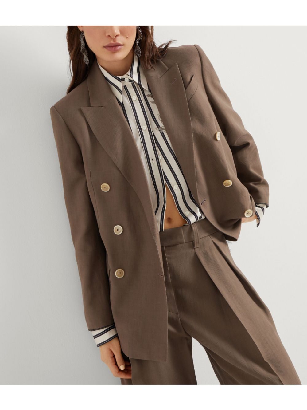 Where to shop online Brunello Cucinelli Monili-detail twill blazer Women