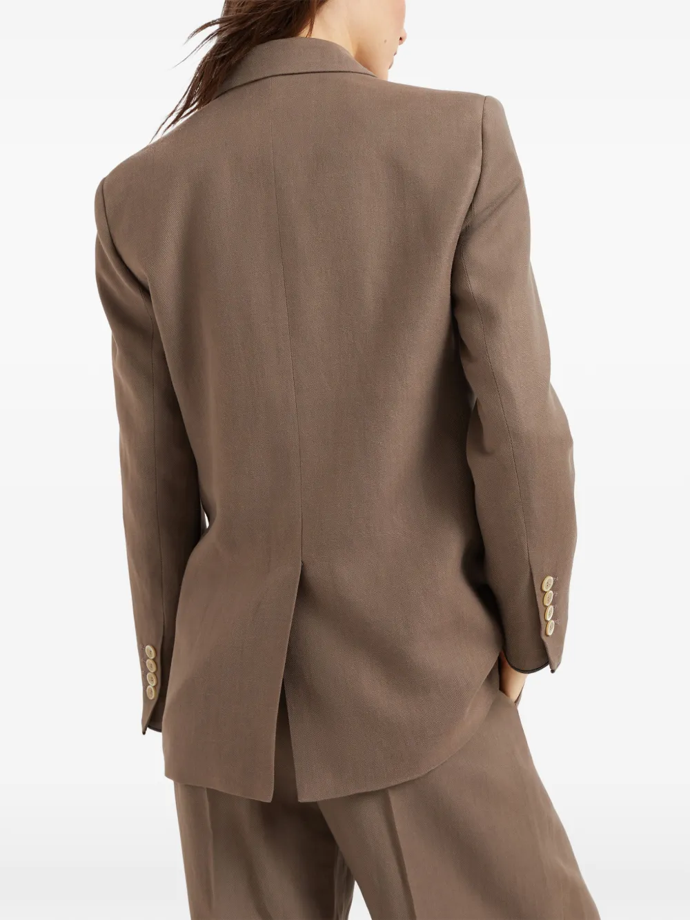 Brunello Cucinelli Monili-detail Twill Blazer in Brown, view 4