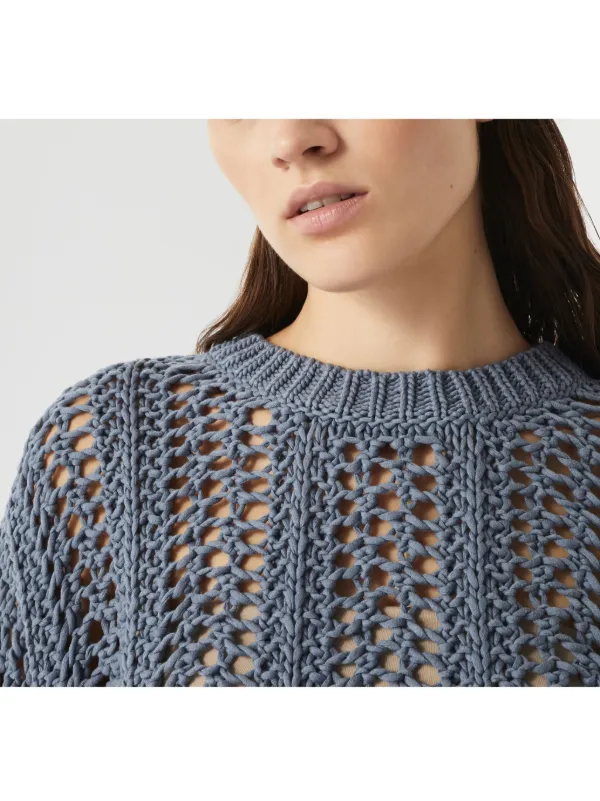 Brunello Cucinelli M0H81P5758C2874 関税送料込 Brunello Cucinelli open-knit Top | Blue | FARFETCH