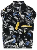 MOSCHINO JEANS patchwork-print shirt - Black