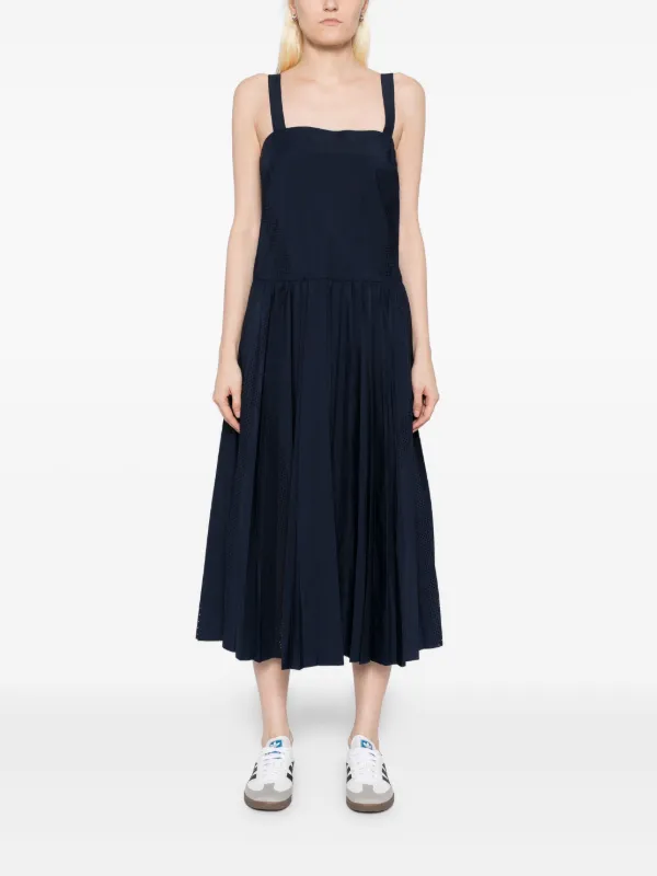 long sleeve midi dress blue Lamb Sleeve Lace Midi Dress