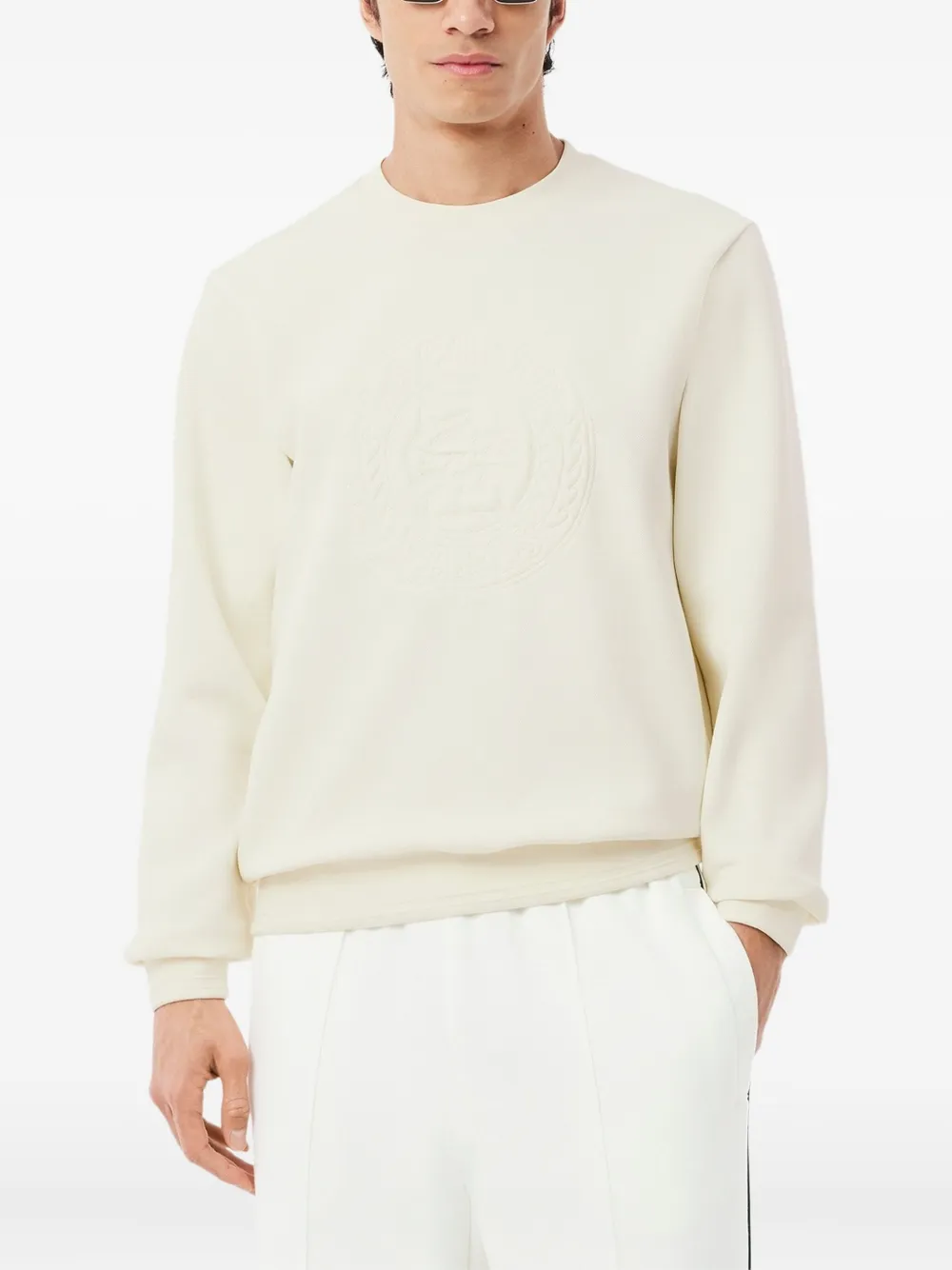 Lacoste Logo-debossed Sweatshirt In Neutral
