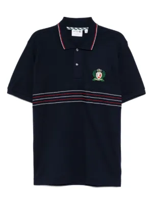 Moncler logo-patch Piqué Polo Shirt | Blue | FARFETCH GE