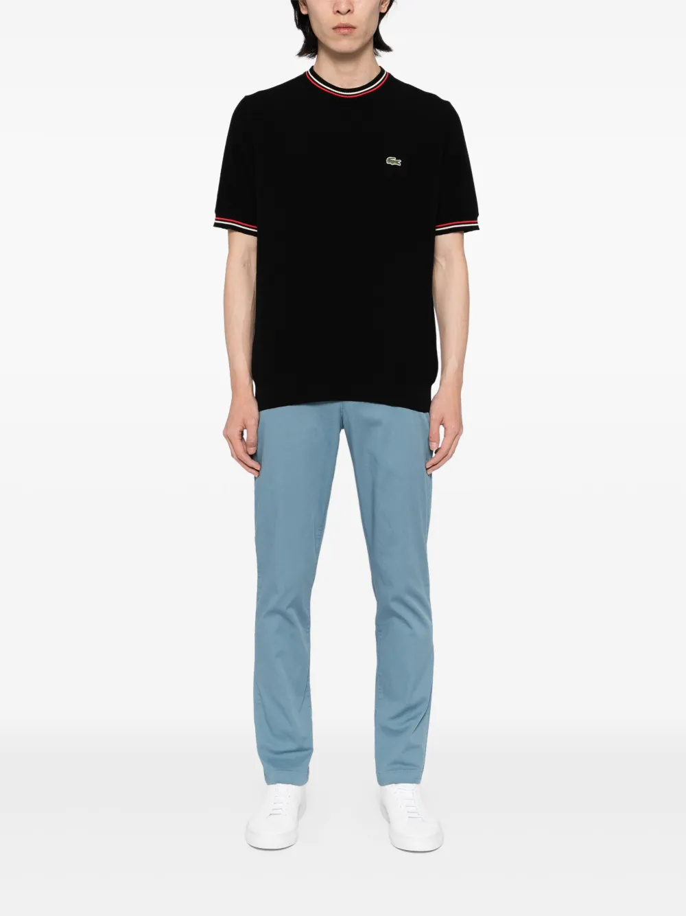 Lacoste Gestreept T-shirt Zwart