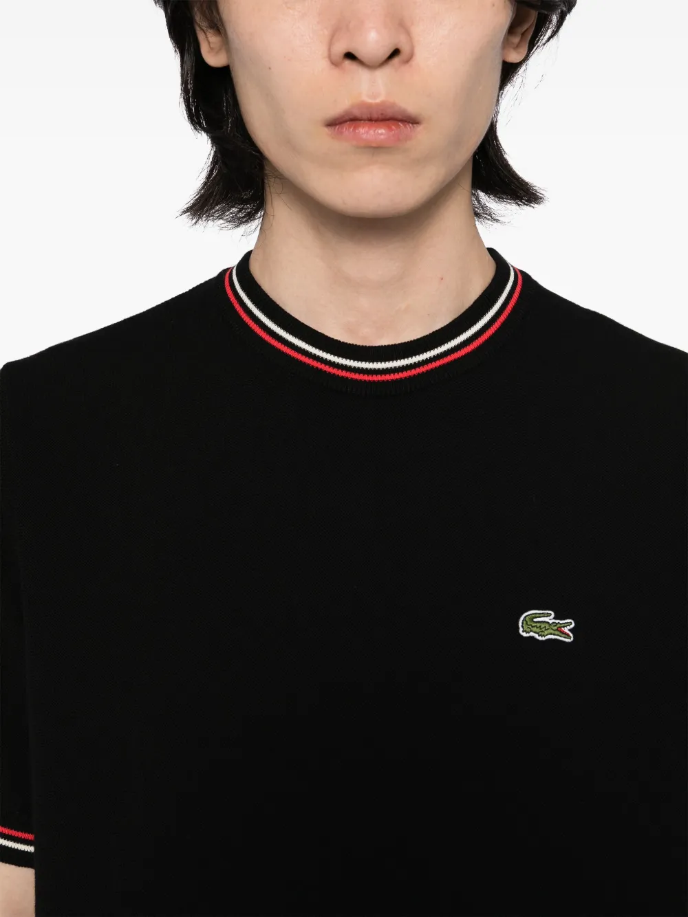 Lacoste Gestreept T-shirt Zwart