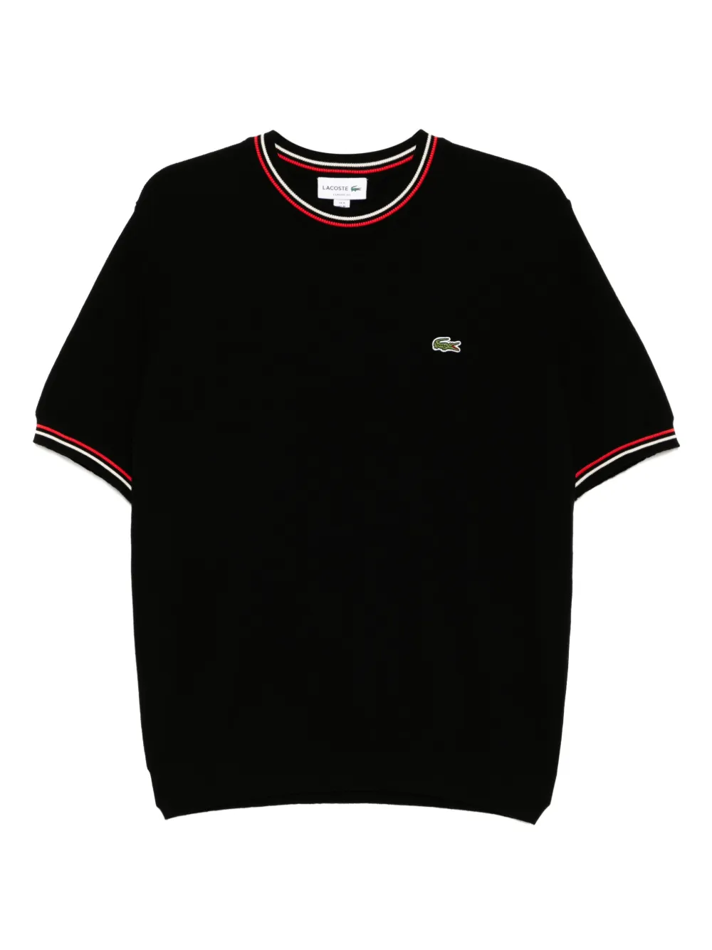 Lacoste Gestreept T-shirt Zwart