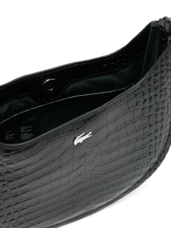 LACOSTE ブラック ハーフムーンバッグ　ラコステ ラコステ LACOSTE オリジンクロコ グレインレザーハーフムーン