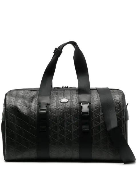 Lacoste large monogram leather weekend bag