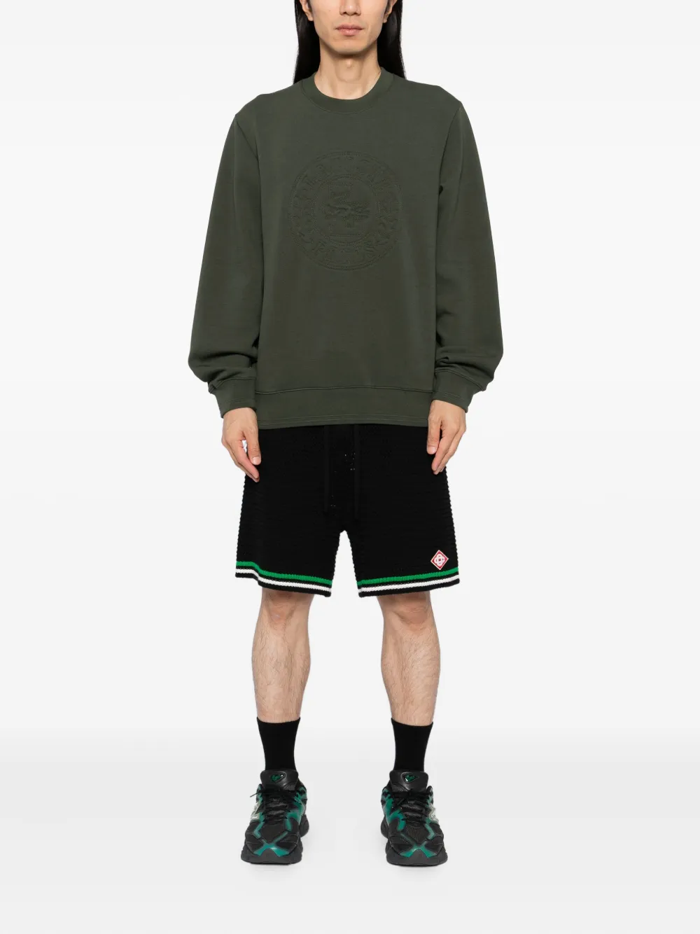 Lacoste Sweater met logo-reliëf Groen