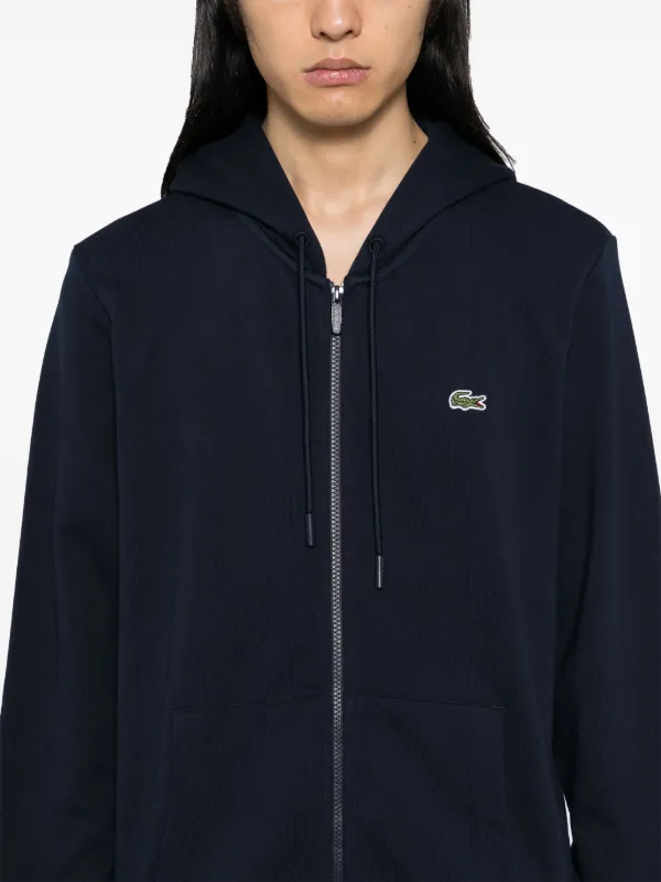 【関税込み】Lacoste ネイビー フリース ジップアップフーディ Lacoste Zipped Fleece Sweatshirt | Blue | FARFETCH JO