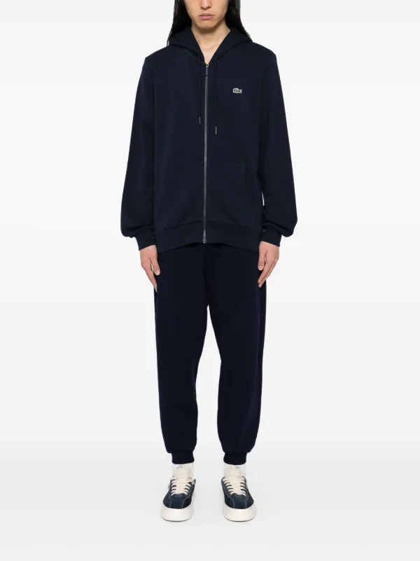 【関税込み】Lacoste ネイビー フリース ジップアップフーディ Lacoste Zipped Fleece Sweatshirt | Blue | FARFETCH JO