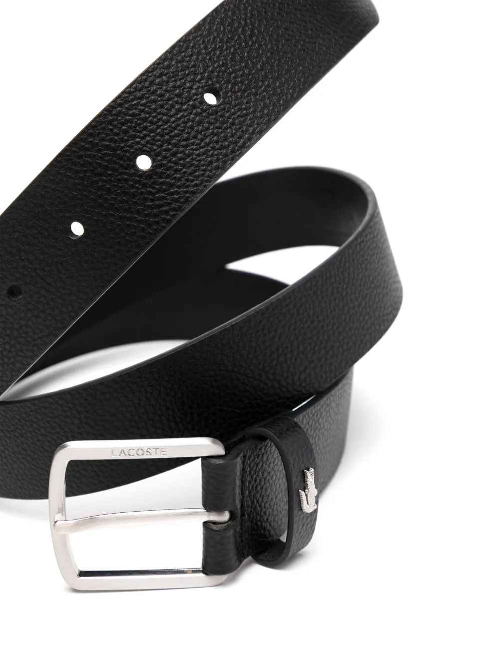 Lacoste grained leather belt - Zwart