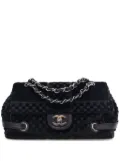 CHANEL Pre-Owned 2005-2006 CC Check Embossed Velvet Belted Side Flap shoulder bag - Black