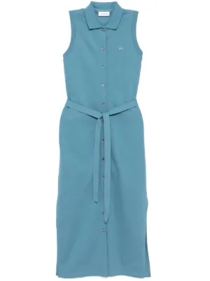 【LACOSTE】 ★ Belted Shirt Dress ★ Cotton 100% Women's Linen and Cotton Belted Shirt Dress - Dresses - New