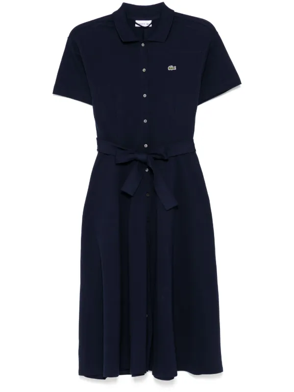 lacoste cotton dress Lacoste Flared Petit Piqué Polo Dress in Navy Size 38