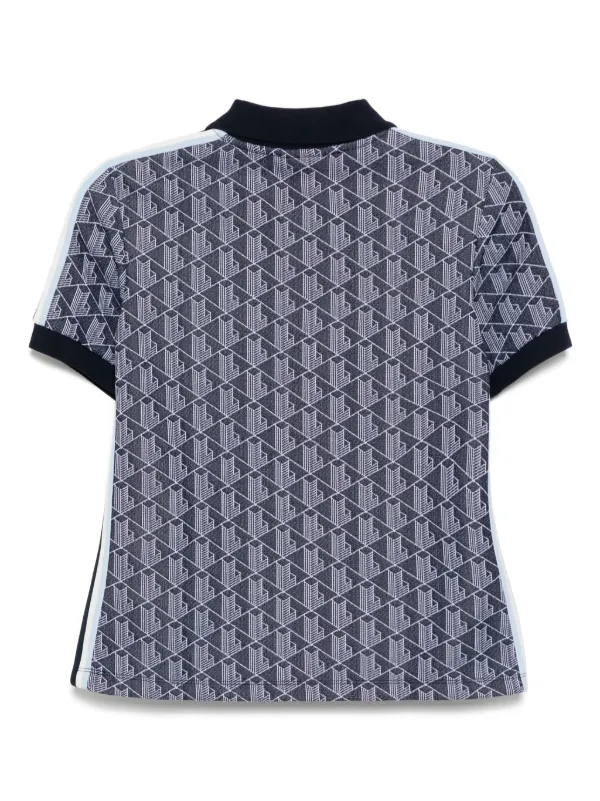 LACOSTE モノグラムポロシャツ　ブルー ラコステ LACOSTE モノグラムジャカード半袖ポロシャツ （ブルー