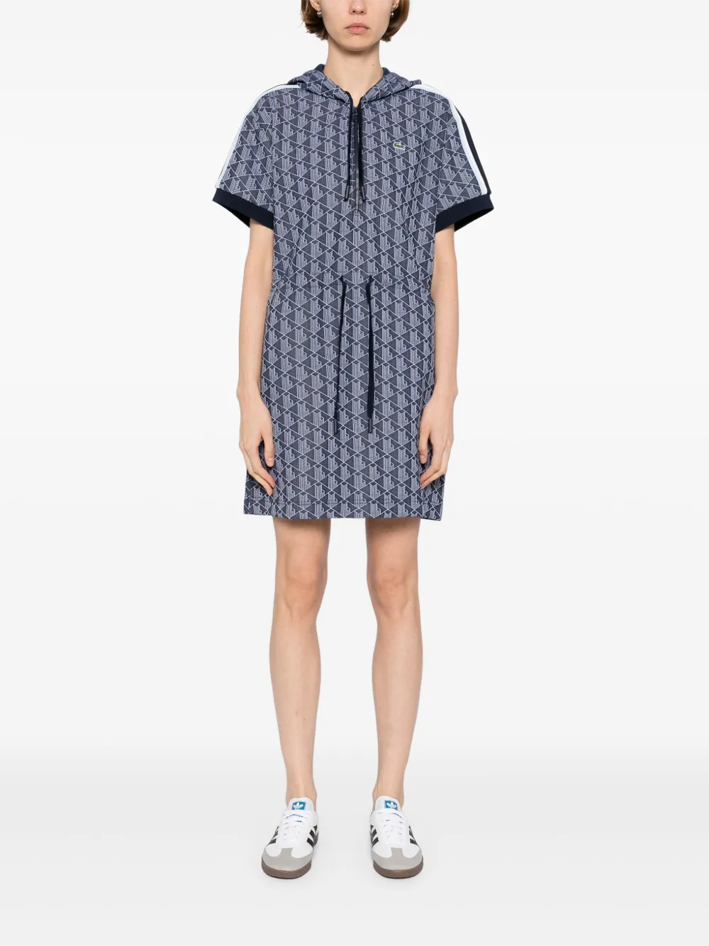 Lacoste Jacquard Monogram dress - Blauw