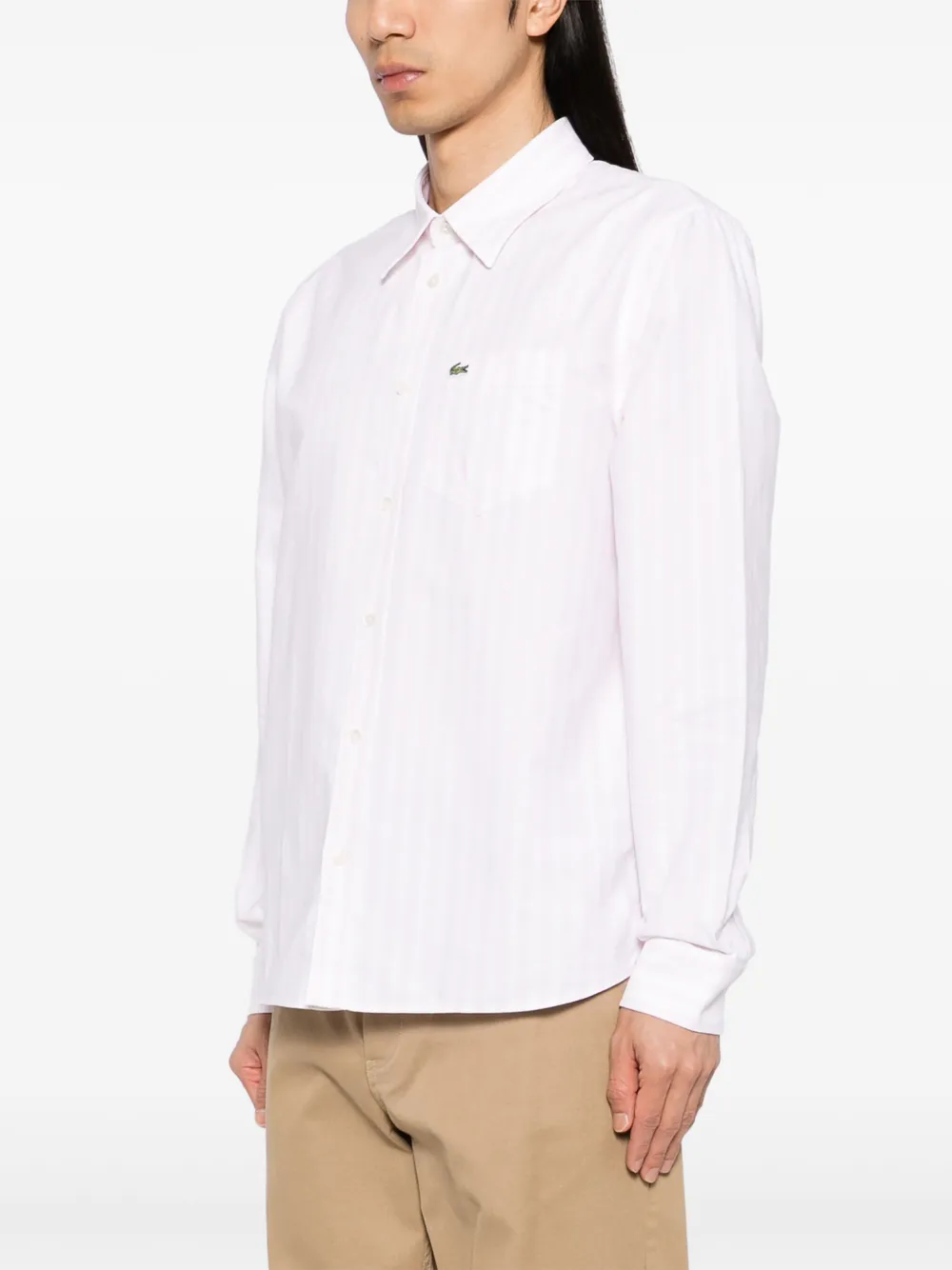 Lacoste Gestreept Oxford overhemd Roze