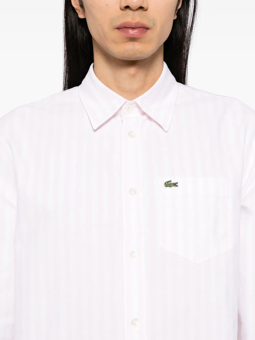 Lacoste Gestreept Oxford overhemd Roze
