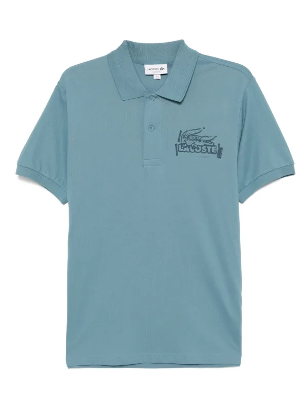 LACOSTE ポロシャツ 青色 バックプリント Lacoste プリント ポロシャツ | ブルー | FARFETCH JP
