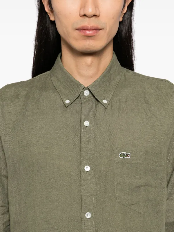Lacoste Chemise En Lin Vert FARFETCH DZ