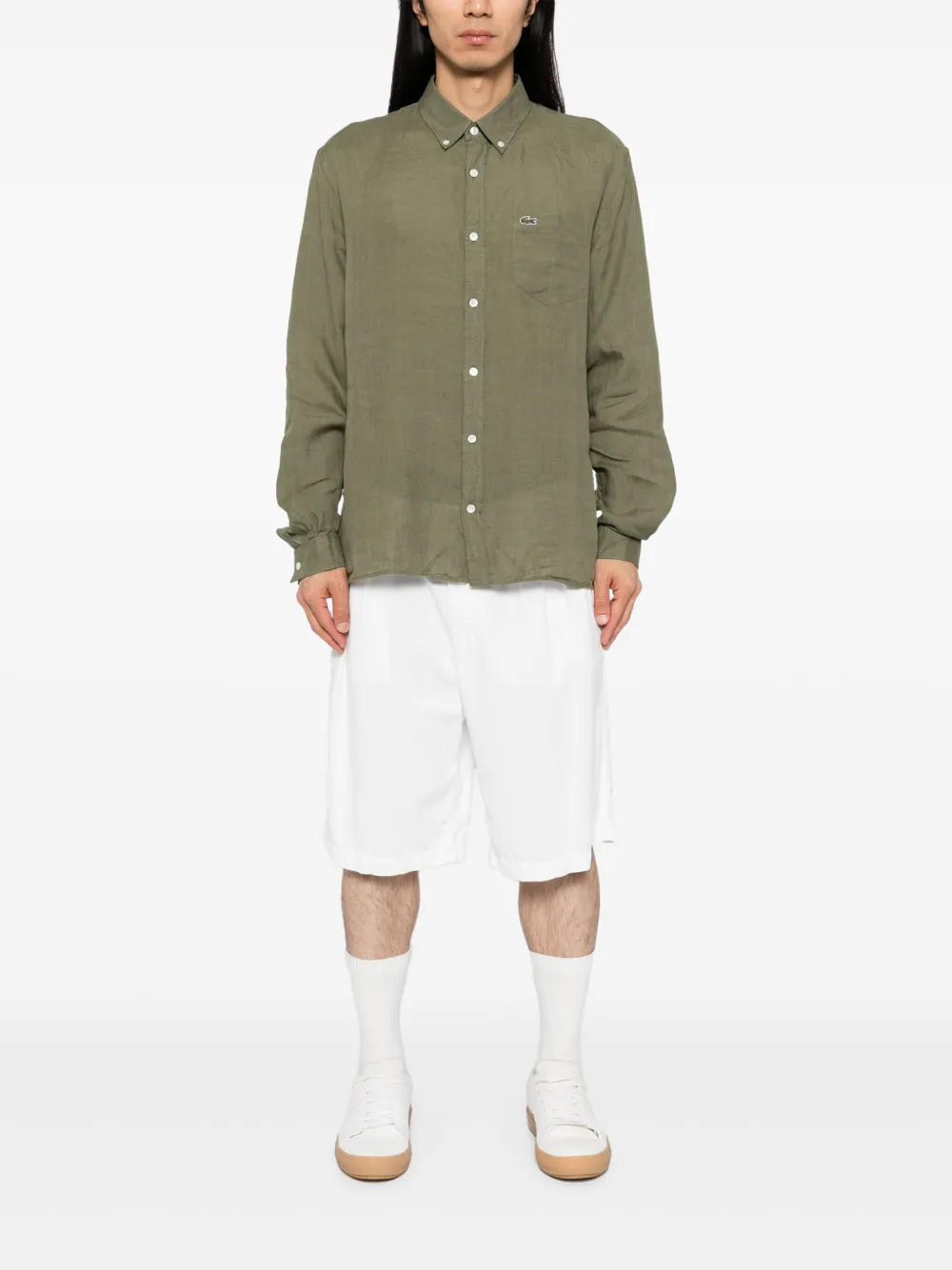 Lacoste Regular Fit Linen shirt - Groen