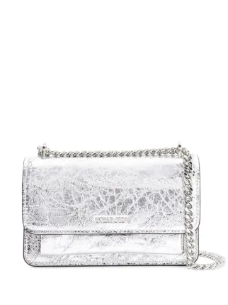Wallet shoulder bag／silver New Michael Kors Jet Set Item Large Wallet Crossbody Metallic