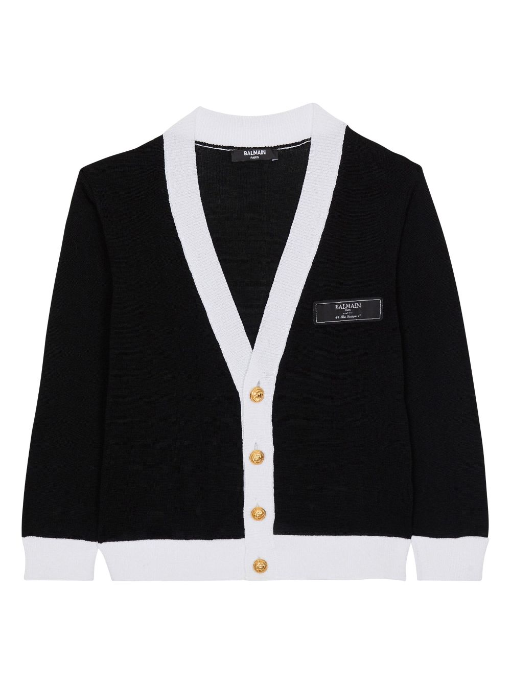 Balmain Kids two-tone cotton cardigan - Black