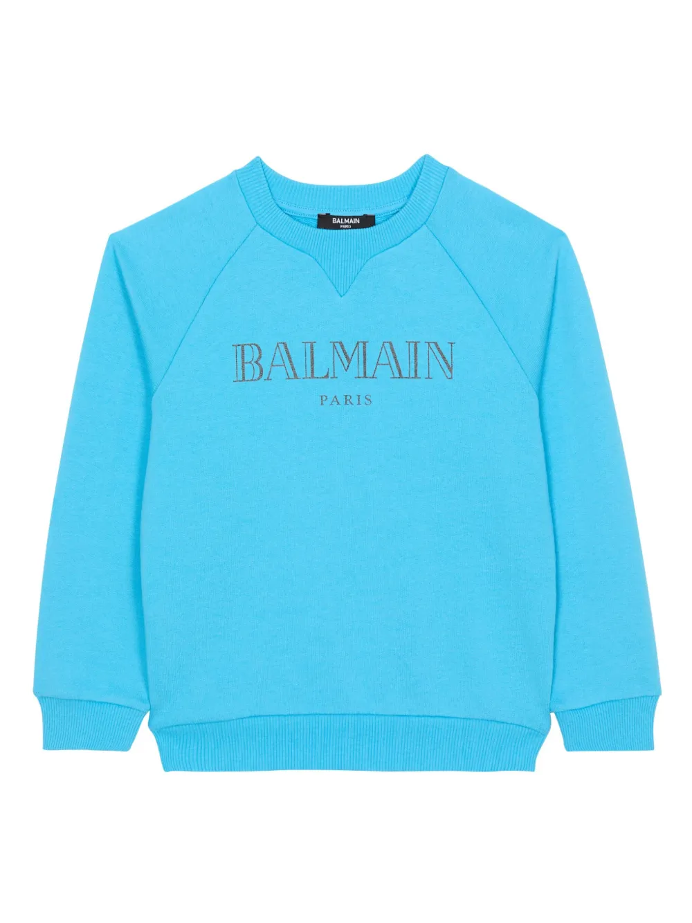 Balmain Kids Katoenen sweater met logoprint Blauw