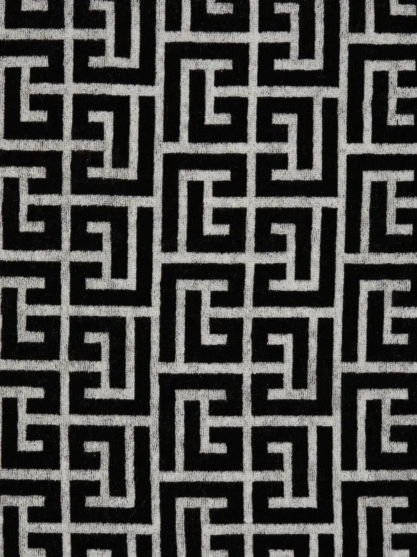 Balmain PB Labyrinth-print Beach Towel | Black | FARFETCH