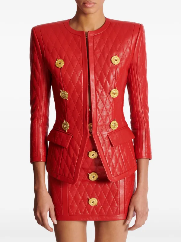 ジャケット BALMAIN Women Jackets EF0SI505VB00 3CE Red Fitted crepe 6-button jacket red red - Women | BALMAIN
