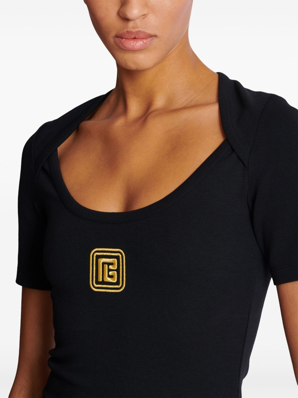 Cheap Balmain PB logo-embroidered T-shirt Women