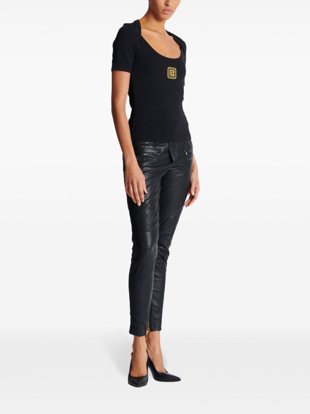 Cheap Balmain PB logo-embroidered T-shirt Women