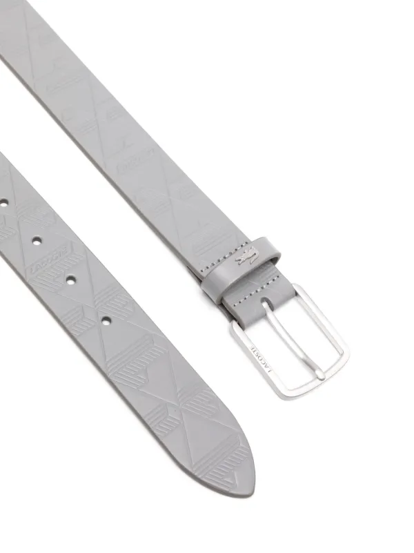 Lacoste Monogram Leather Belt | Grey | FARFETCH