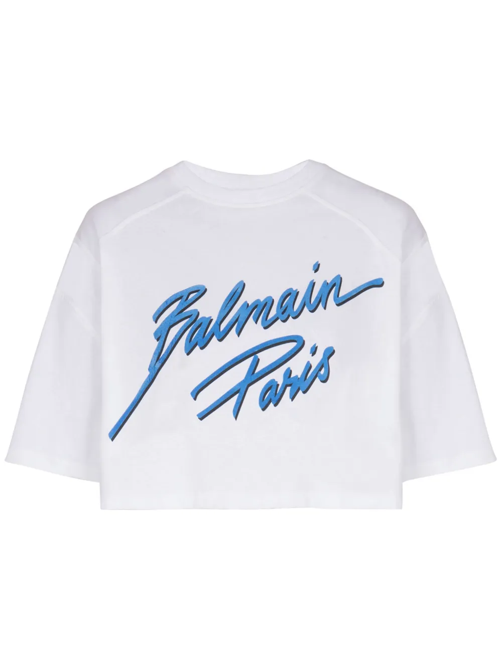 Balmain Cropped T-shirt met logo Wit