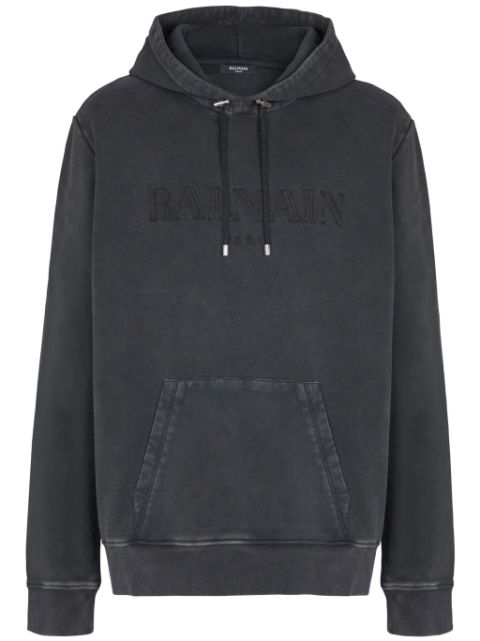 Balmain logo-embroidered hoodie Men