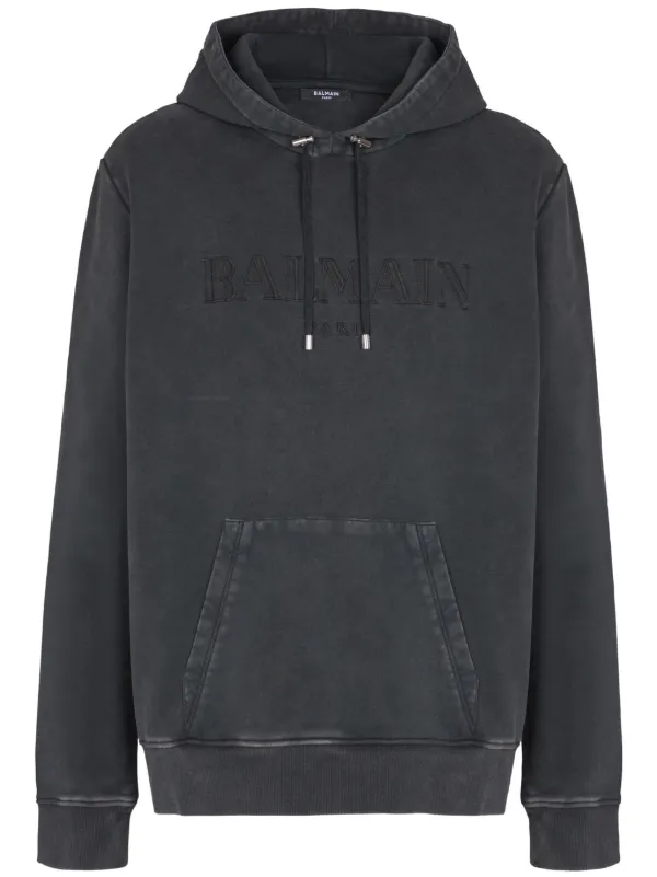 Balmain logo-embroidered Hoodie Grey FARFETCH PH
