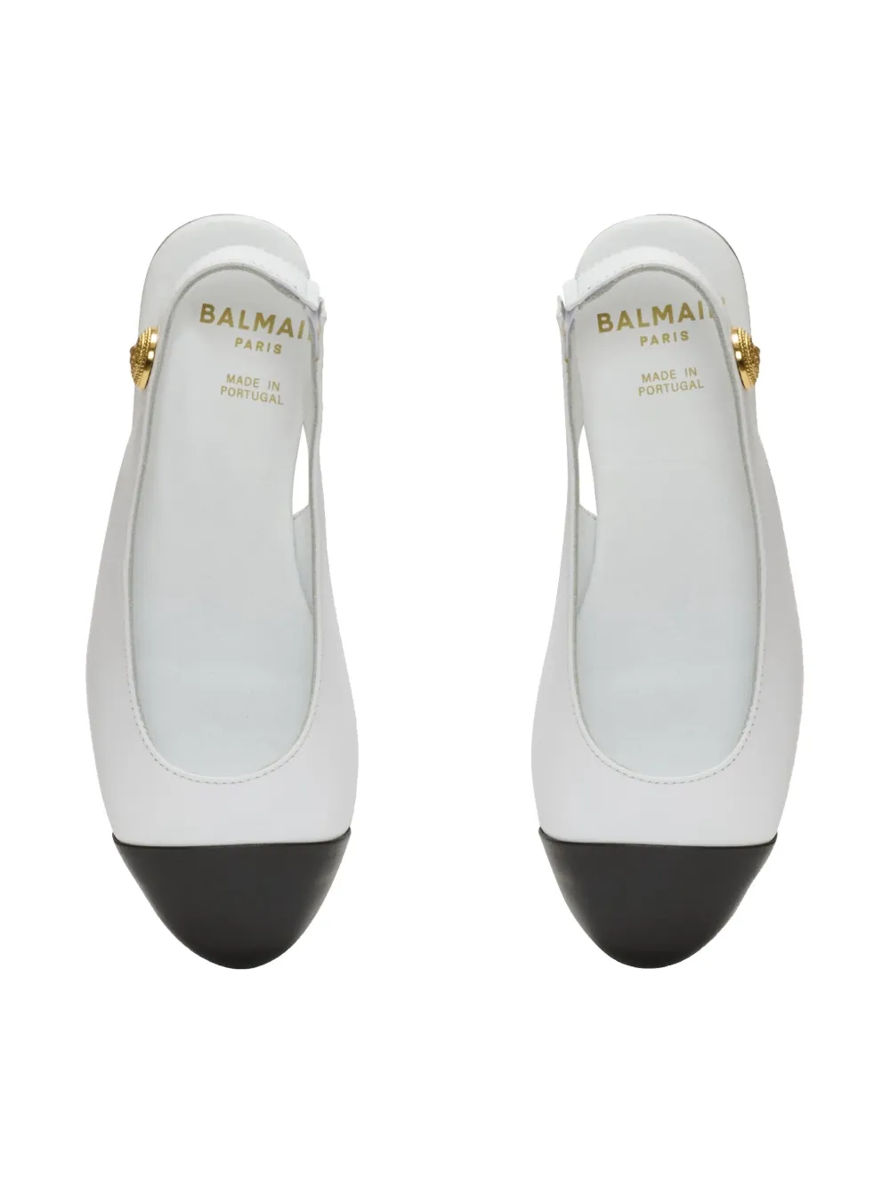 Balmain Kids Tweekleurige leren ballerina's Wit