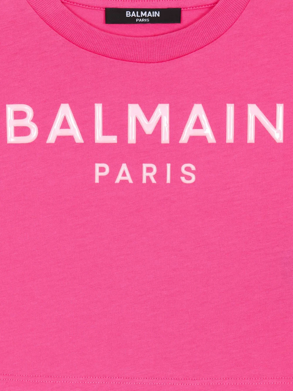 Balmain Kids Katoenen T-shirt met logoprint Roze