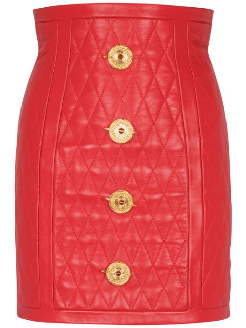 Balmain quilted leather mini skirt