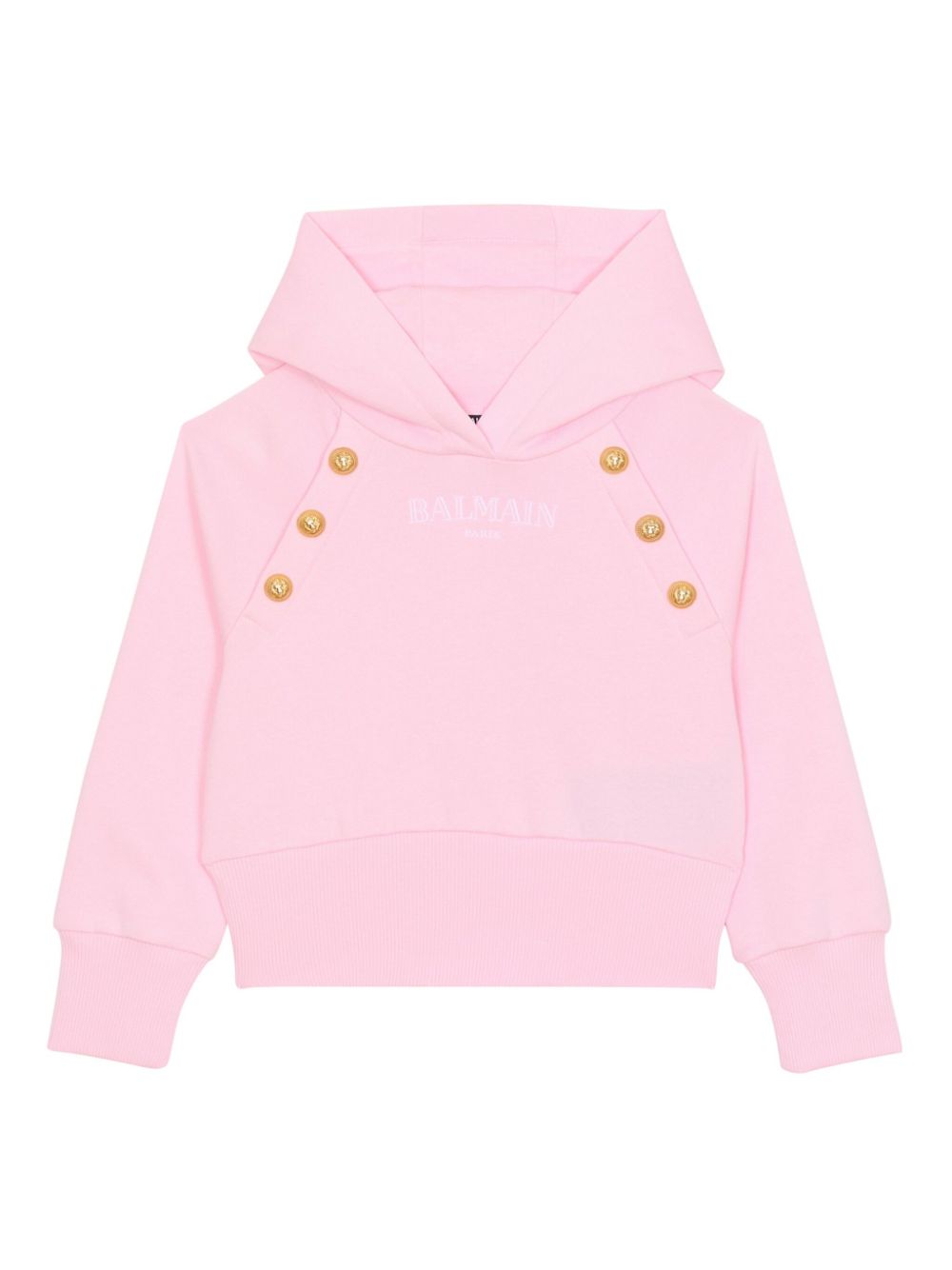 Balmain Kids logo-print cotton hoodie - Pink