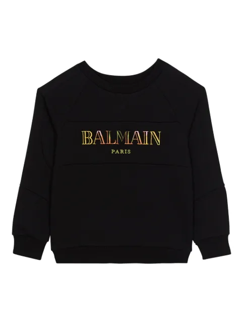 Balmain Kids 로고 프린트 코튼 스웨트셔츠