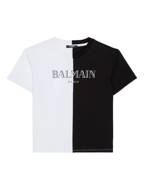 Balmain Kids two-tone cotton t-shirt